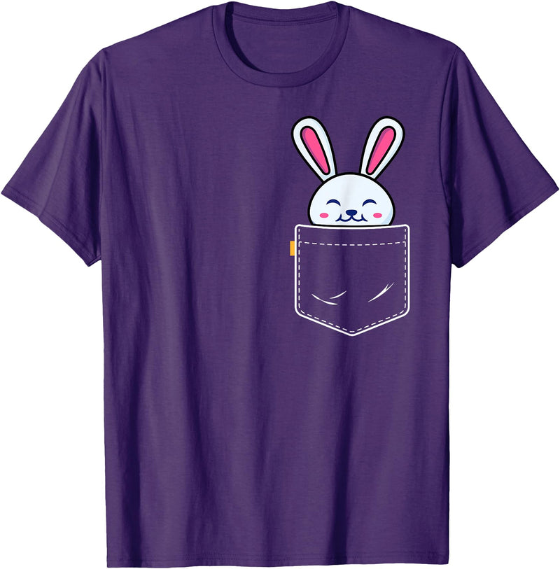 Bunny in Pocket Rabbit Lover Gifts for Women Men Kids T-Shirt in Purple