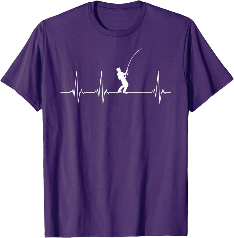 Fishing gifts Fishing heartbeat T-Shirt - Purple