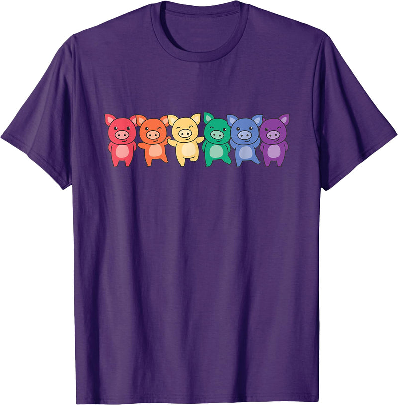 Cute Animals Lgbtq+ Pride Month Rainbow Flag Pride Month Lgbtq Rainbow Pig T-Shirt - Purple