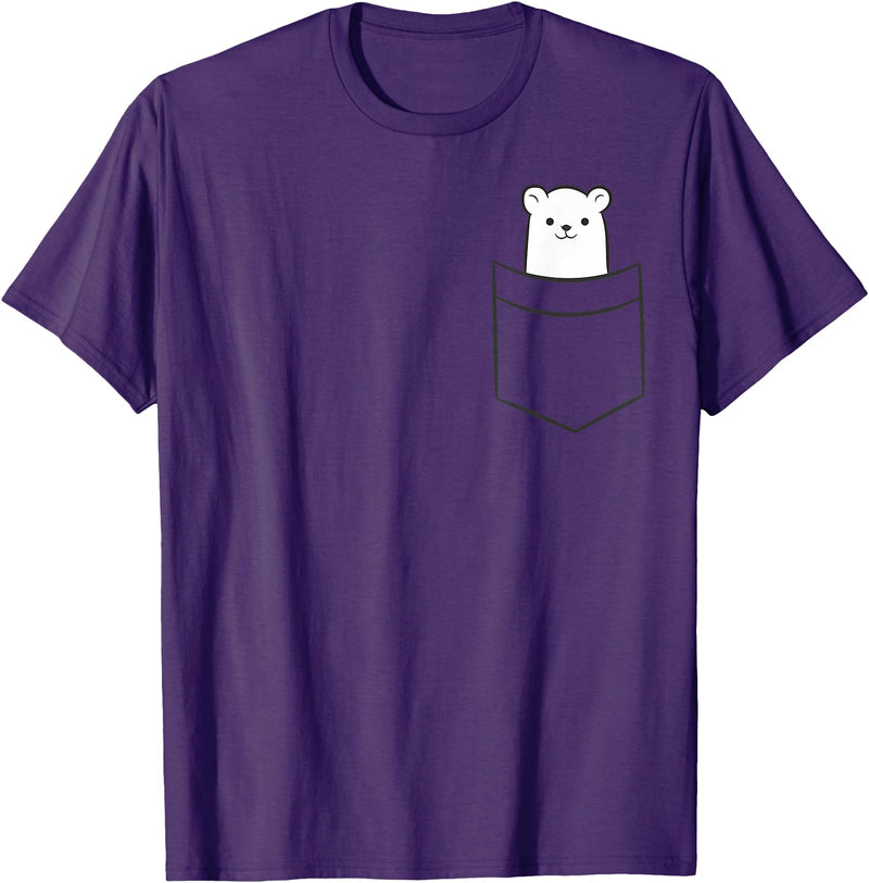 Arctic Polar Bear Tees And Gifts Polar Bear In The Pocket Funny Pocket Polar Bear T-Shirt - Purple