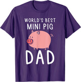 World's Best Mini Pig Dad Miniature Pig Owner Gift Mens World's Best Mini Pig Dad | Miniature Pig Owner T-Shirt - Purple