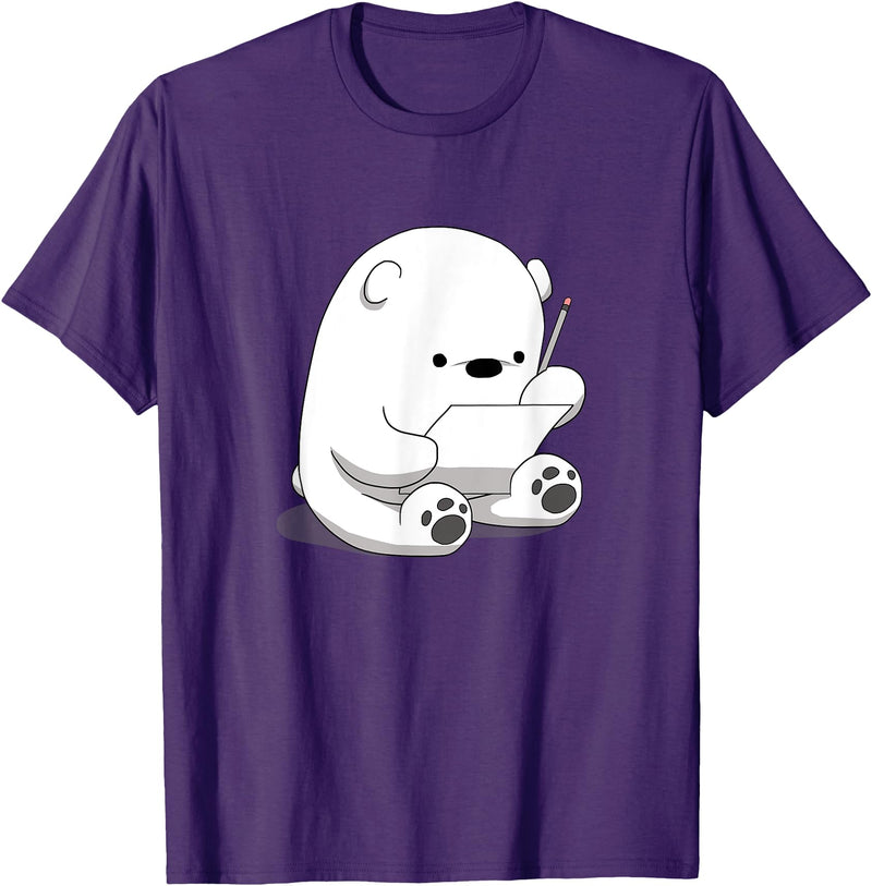BoredKoalas Polar Bear Cartoon Fluffy Polar Bear Cute Arctic Animal Girls Gift T-Shirt - Purple