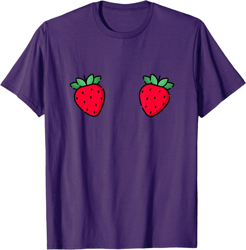 Fruit Boobs Co Strawberry Fruit Boobs Funny Summer Food T-Shirt - Purple