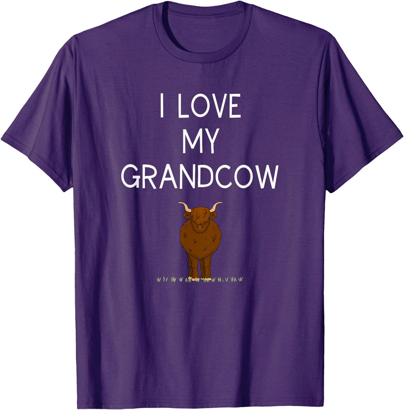 Best Pet Grandparents Ever I Love My Grand Cow Funny Highland Cow Lover Grandma Grandpa T-Shirt - Purple