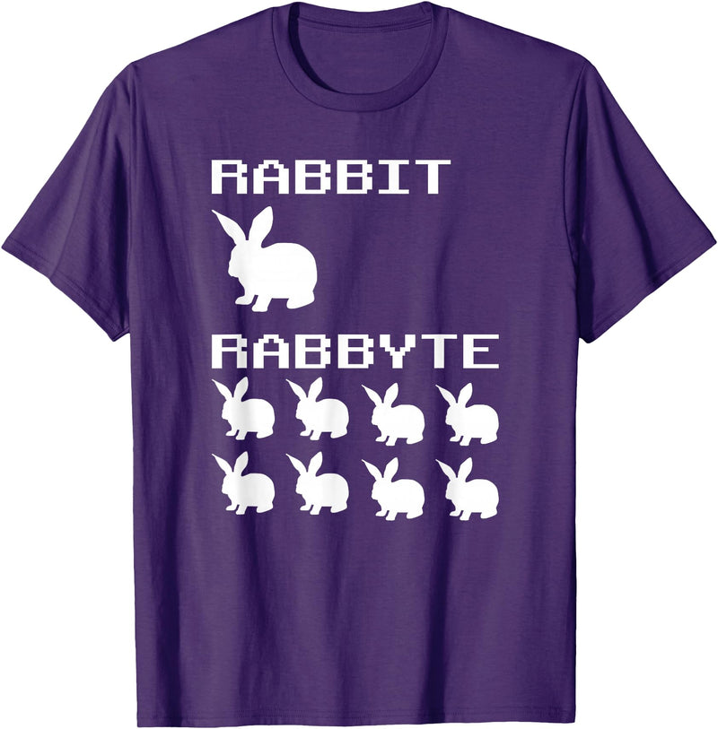 Rabbit & Rabbyte Computer Coding Nerds Jokes Programmer T-Shirt in Purple