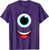 Planet Monster Face Funny Scary Monster Eyeball Face Easy Halloween Costume T-Shirt - Purple