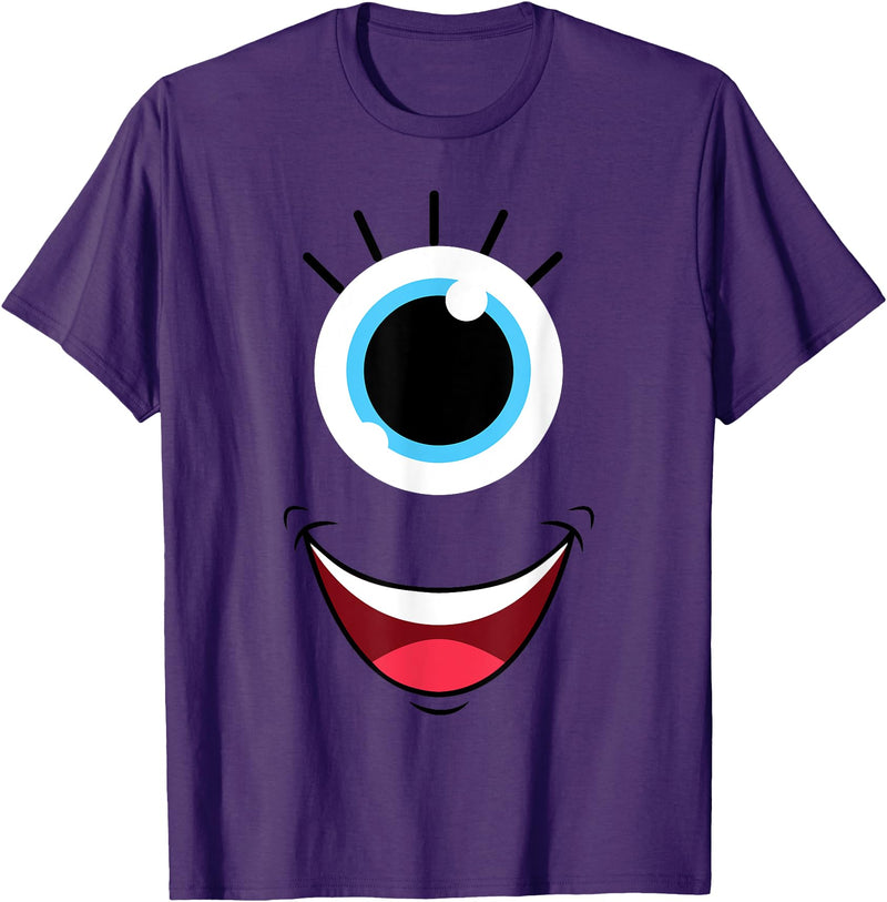 Planet Monster Face Funny Scary Monster Eyeball Face Easy Halloween Costume T-Shirt - Purple