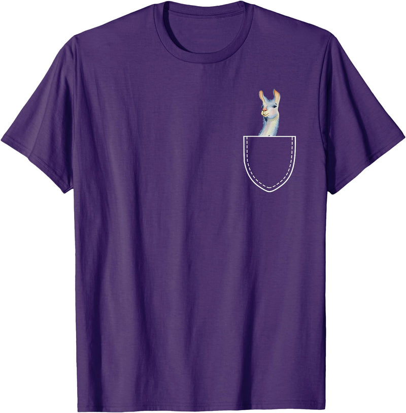Funny Llama Gifts Llama In A Pocket - Alpaca T-Shirt - Purple