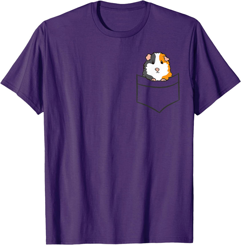 Funny Guinea Pig Lover Gifts Guinea Pig Owner Cute Pocket Guinea Pig T-Shirt - Purple