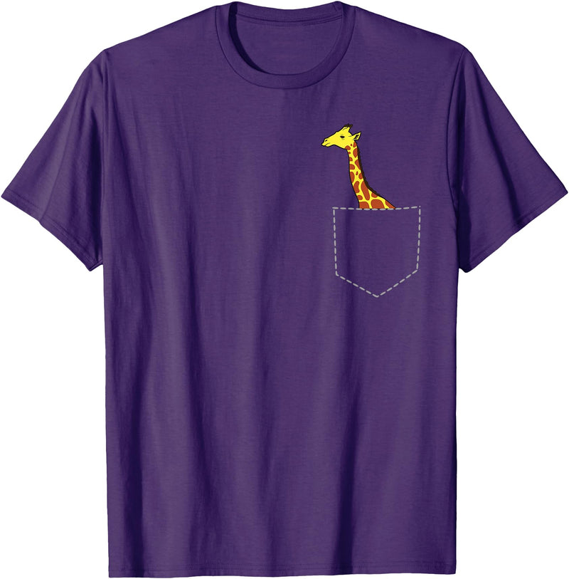 Africa Giraffe Gifts and Giraffe Sayings Cute Giraffe in Bag Cool Large Giraffe Large T-Shirt - Purple