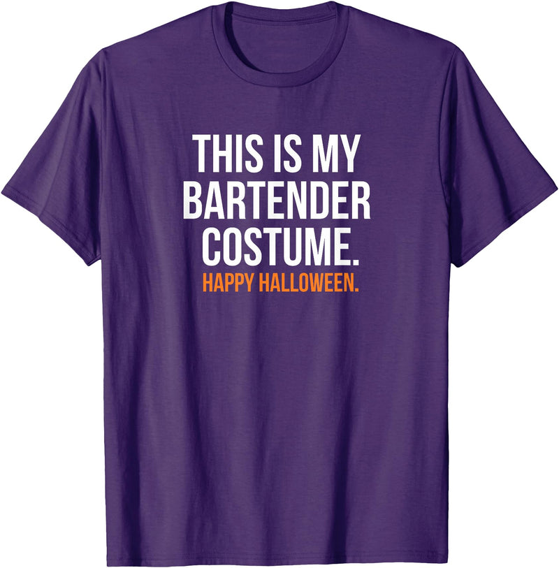 This is my Costume Top This is My Bartender Costume Funny Halloween T-Shirt - Purple