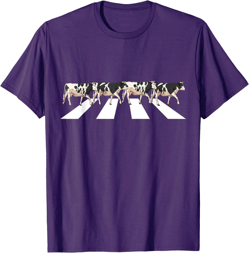 Funny Cow Shirt Women Men Girls Kids Boys Gifts Funny Crosswalk Cows Farming farm Cow Girl Boy Women Men Kid T-Shirt - Purple