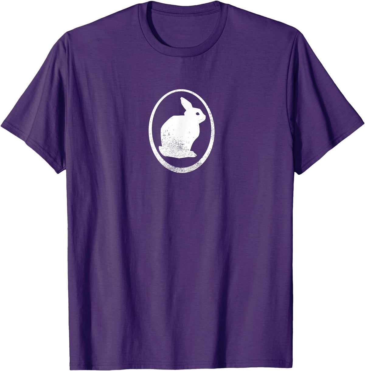 White Silhouette of a Bunny, Stylized for Rabbit Lovers T-Shirt in Purple