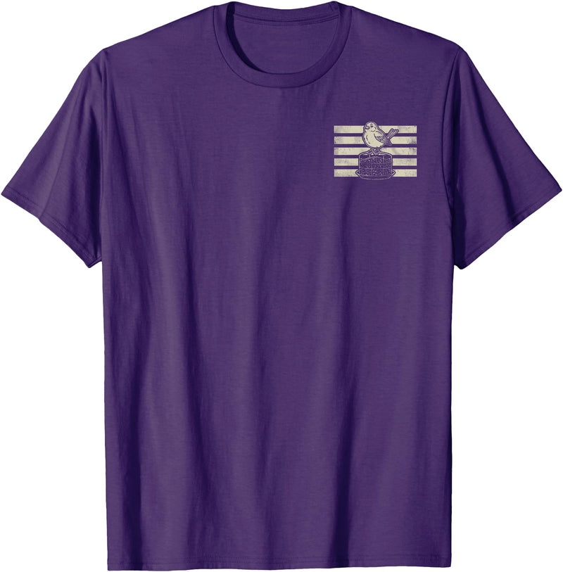 Bankrupted By Birdseed Bird Watching Humor Bankrupted By Birdseed Funny Bird Watching Lover 2 Sides T-Shirt - Purple