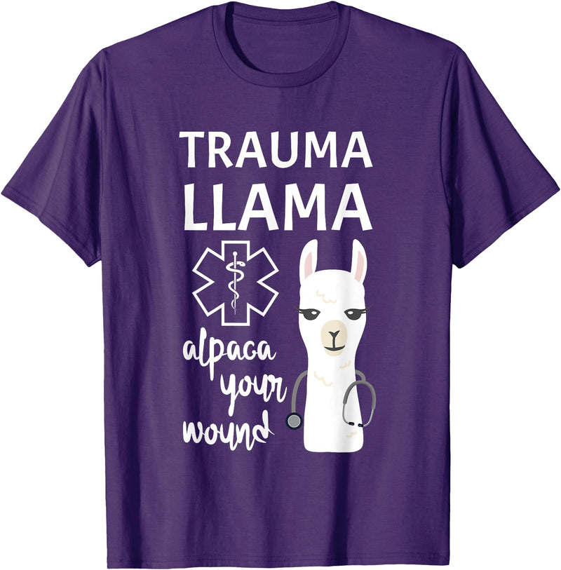 Funny Ministry Of Trauma Llama Alpaca Your Wound Llama Lover T-Shirt - Purple