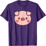 SHIRTSIDE PIG Pig Face Shirt Gift For Pig Lover T-Shirt - Purple