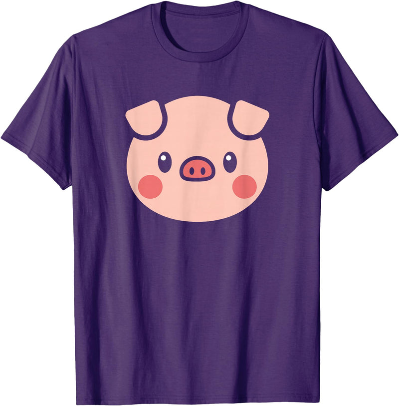 SHIRTSIDE PIG Pig Face Shirt Gift For Pig Lover T-Shirt - Purple