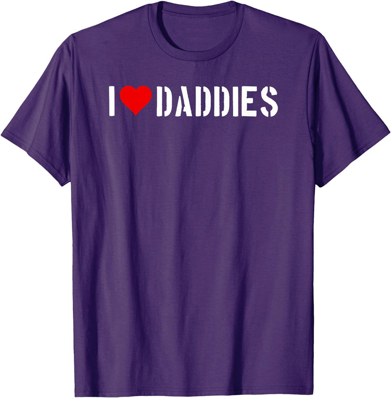 Bear Daddy I Heart (love) Daddies Funny Gay Adult Humor Cute Older Men T-Shirt - Purple