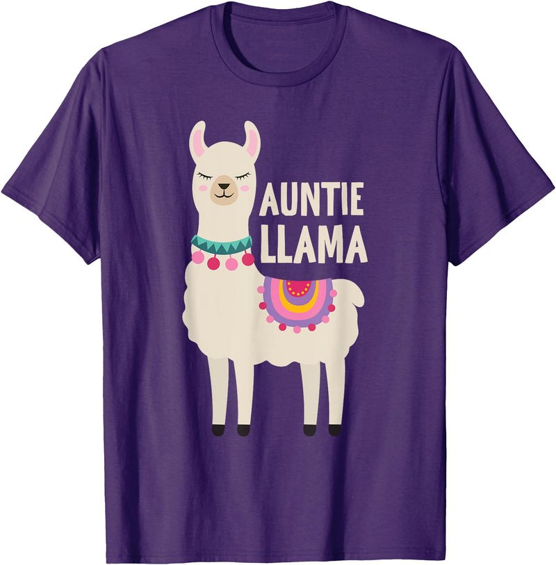 Family Matching Llama Birthday Auntie Llama Aunt Of The Birthday Llama Party Family T-Shirt - Purple