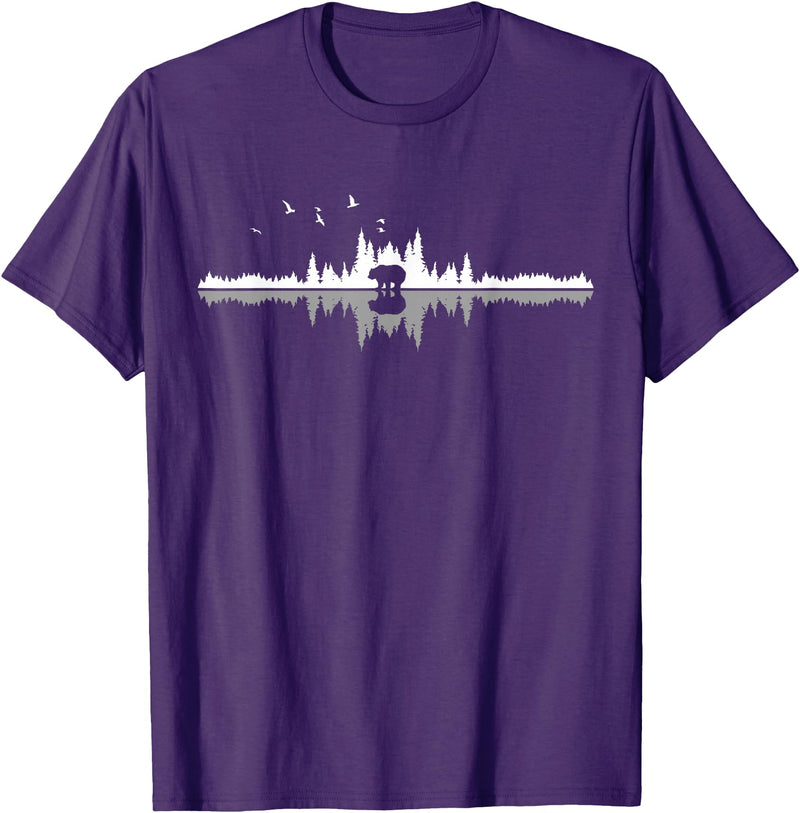 Wir Lieben Berge - Wandern & Camping Apparel Co. Wir Lieben Berge - Bear Hiking Camping Mountains Nature Trekking T-Shirt - Black - Unisex-Adults - Small - Short Sleeve - Classic Fit - Purple