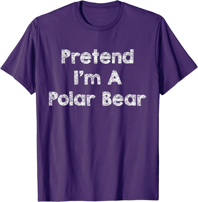 Lazy Polar Bear Costume Co. Pretend I'm A Polar Bear Costume Funny Bear Outfit Halloween T-Shirt - Purple