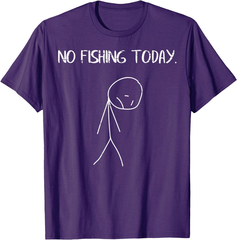 Fishing Shirts For Men Women Boys Kids Gifts Sad Stickman No Fishing Today Funny Fisherman Men Women Kids T-Shirt - Purple