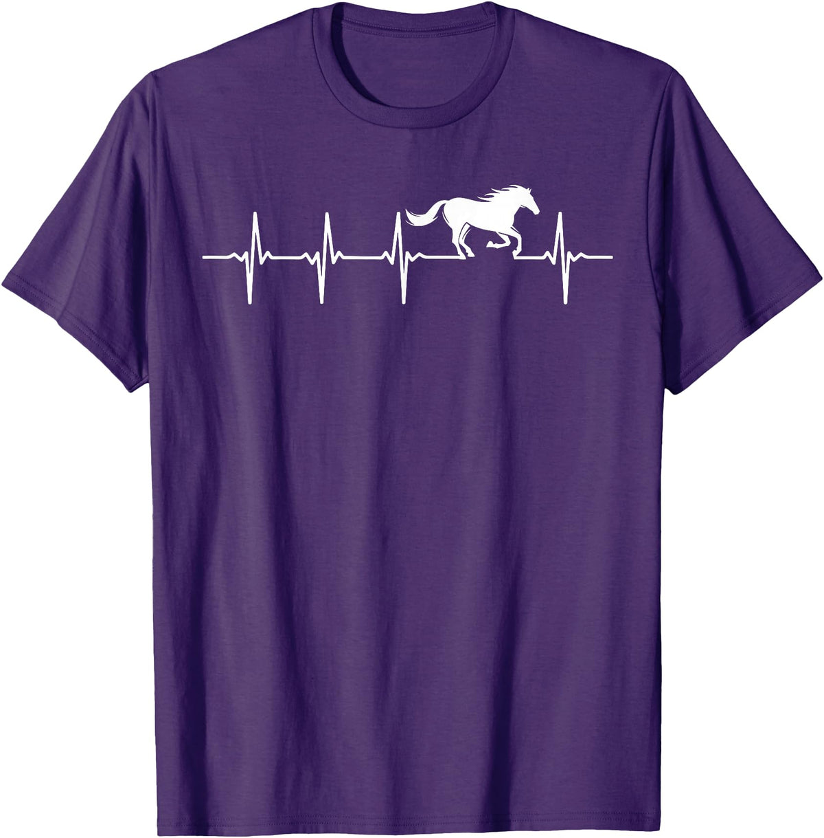 Heartbeat Horse Lover Gifts Women Men Girls Gifts Horse Lover Gifts Heart EKG Heartbeat Pulseline Cardiology T-Shirt - Purple