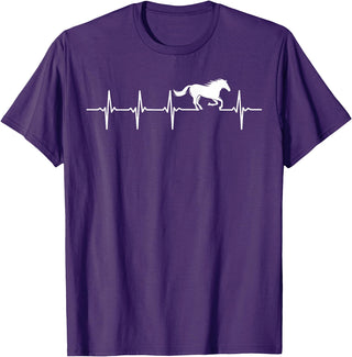 Heartbeat Horse Lover Gifts Women Men Girls Gifts Horse Lover Gifts Heart EKG Heartbeat Pulseline Cardiology T-Shirt - Purple