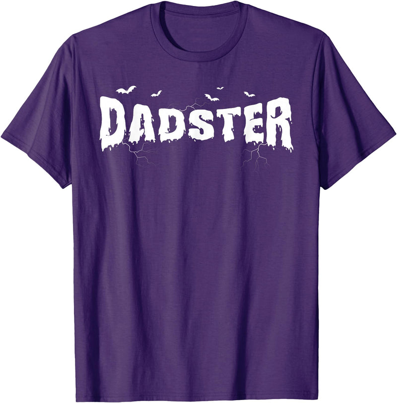 Dadster Matching Family Mom Dad Halloween Party Retro Vintage Dadster Couple Matching Family Mom Halloween T-Shirt - Purple