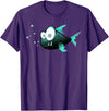 Toothy Fish Funny Snaggle-tooth Fish Art Illustration T-Shirt - Purple