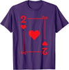 Playing Card Costume Tees - 2 Hearts Card - Two Card T-Shirt - Purple