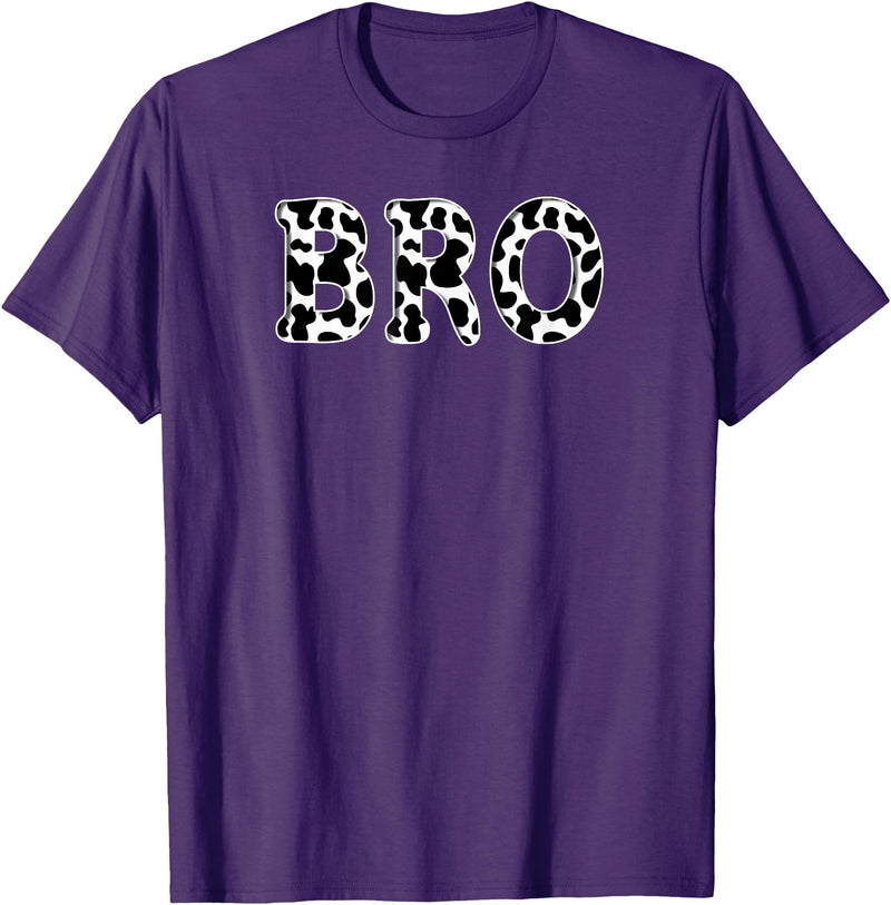Cow Pattern Print Family Matching Birthday Apparel Cow Bro Birthday Family Matching Girl Boy Farm Birthday T-Shirt - Purple