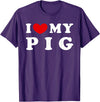 I Heart My Everything - Collection I Love My Pig T-Shirt - Purple