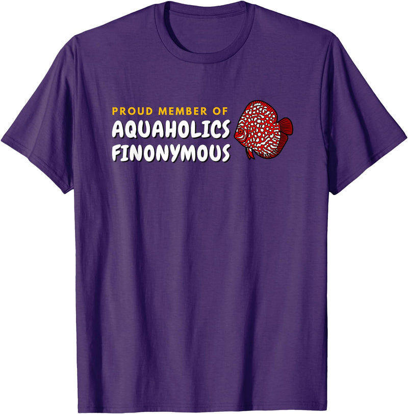 Aquarium Designs - Cichlids Tropical Discus Fish Proud Member of Aquaholics Discus Fish Lover Aquarist T-Shirt - Purple