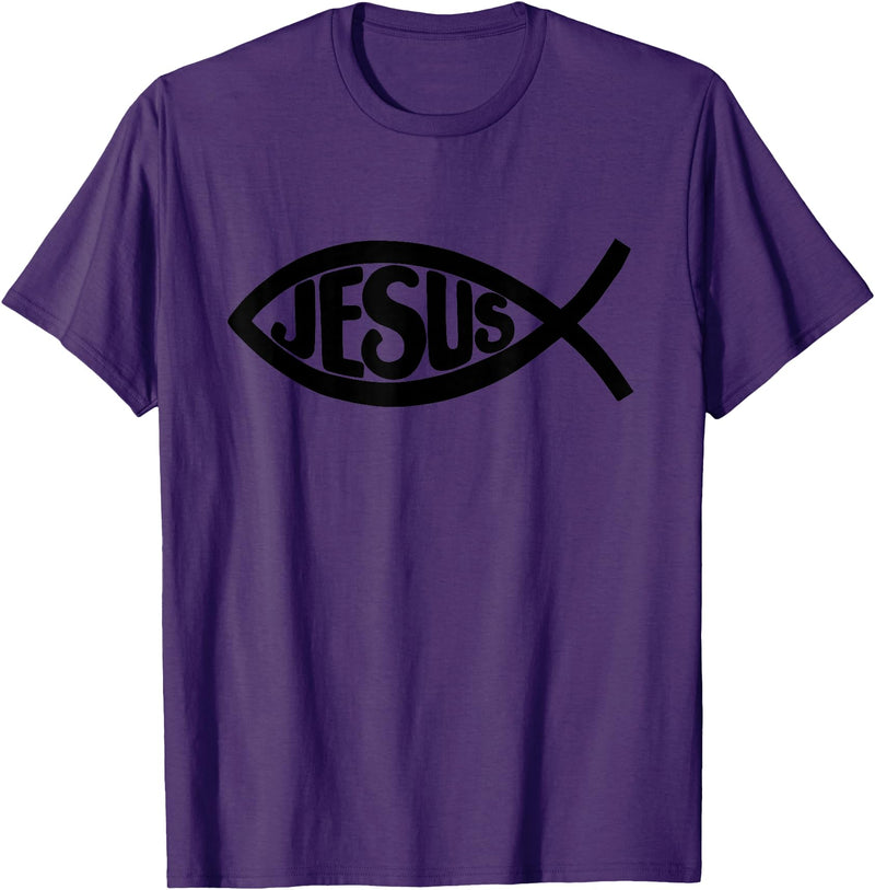 True Believing Christian Tees Jesus Fish T-Shirt - Purple