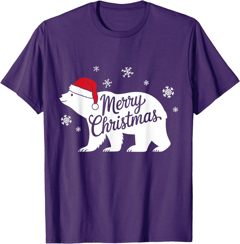 Polar Bear Animal Lover Xmas tee Polar Bear Animal Lover Xmas Santa Hat Polar Bear Christmas T-Shirt - Purple