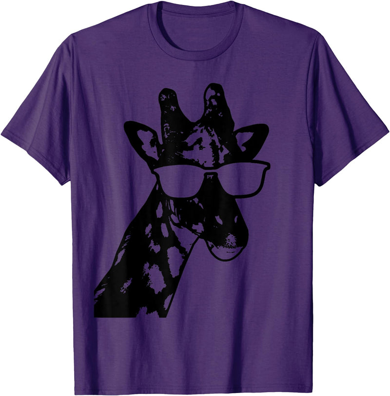 We Love Giraffes - Apparel & Gifts Giraffe Sunglasses Funny African Animal Giraffe Lover Gift T-Shirt Small - Purple