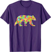 Fractal Trippy Colorful Rave Animal Tees Fractal Geometric Bear T-Shirt - Pastel Crystal Tee - Purple