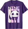 Kids 9 Year Old Cute Panda Bear Birthday Decoration Party T-Shirt - Purple