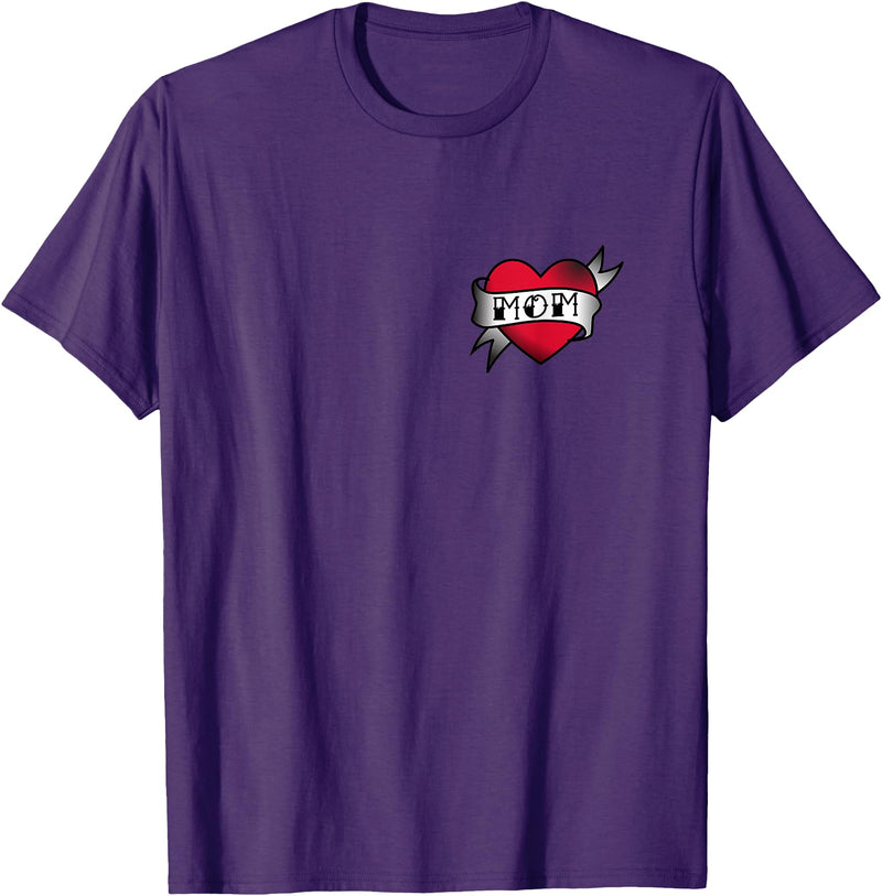 Mama Bear Tee Shirts Mom Heart Tattoo T-Shirt T-Shirt - Purple