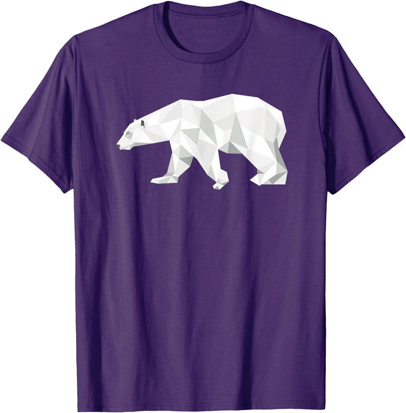 Geometric Patterns By DSMD Cool Polar Bear Geometric Pattern Boho Art Christmas Animal T-Shirt - Purple