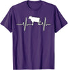 Animal Funny Farmer Farmers Gift Cow Cattle Beef Heartbeat Funny T-Shirt - Purple