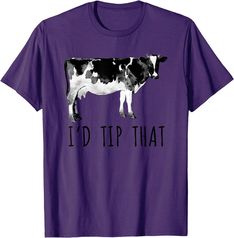 I'd Tip That Cow I'd Tip That Funny Cow Tipping Tee Shirt T-Shirt - Purple