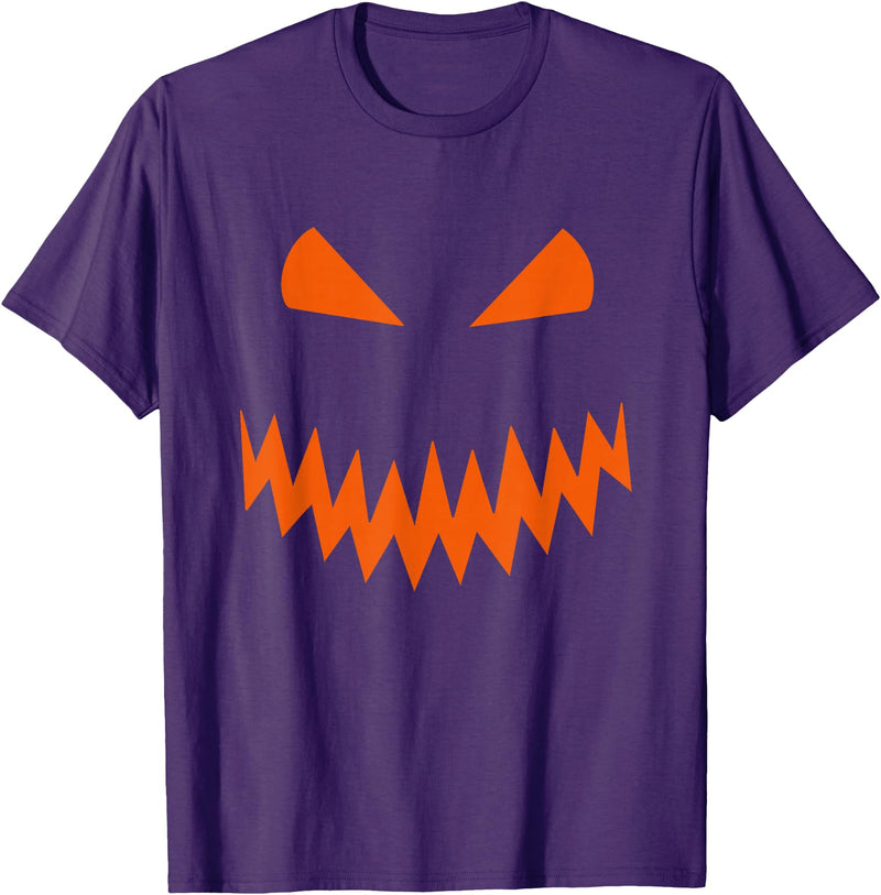 Halloween Designs. Pumpkin Jack O Lantern Scary Face Halloween Costume Graphic T-Shirt - Purple