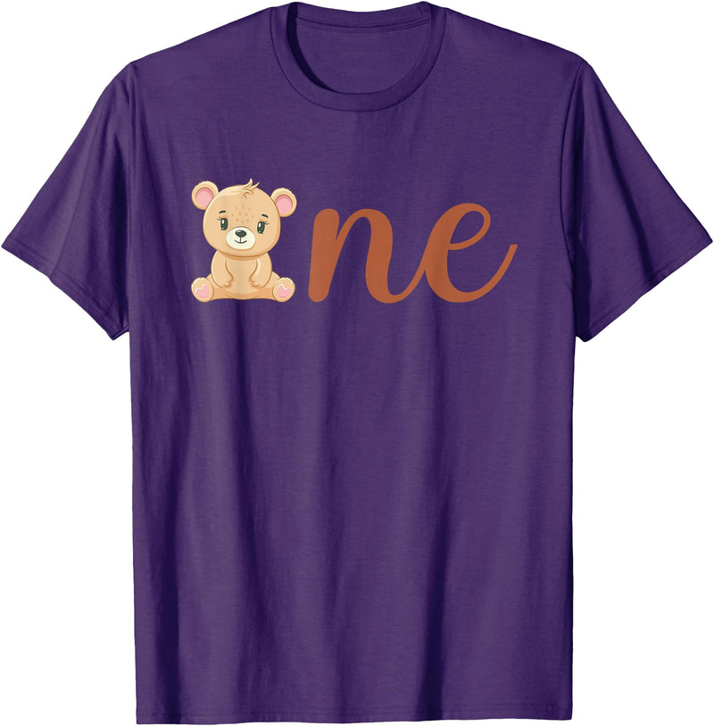 Family Birthday Bear Gifts One of The Birthday Boy Bear 1st Birthday Party Boy T-Shirt - Purple