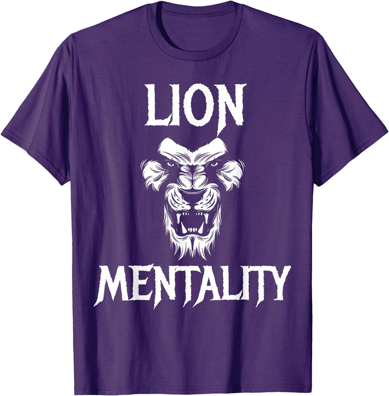 Lion Judah Shirts Animal Tees Lion Mentality Animal T-Shirt King Tees T-Shirt - Purple