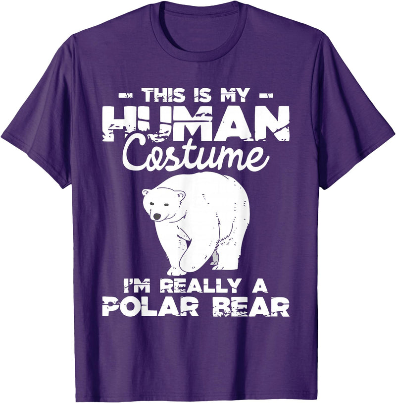 Funny Polar Bear Shirts Human Costume - Polar Bear Lover Zookeeper Wildlife T-Shirt - Purple