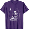 RetroPop Vintage Gear Camping Skeleton Bones Halloween Forest Campfire Graphic T-Shirt - Purple