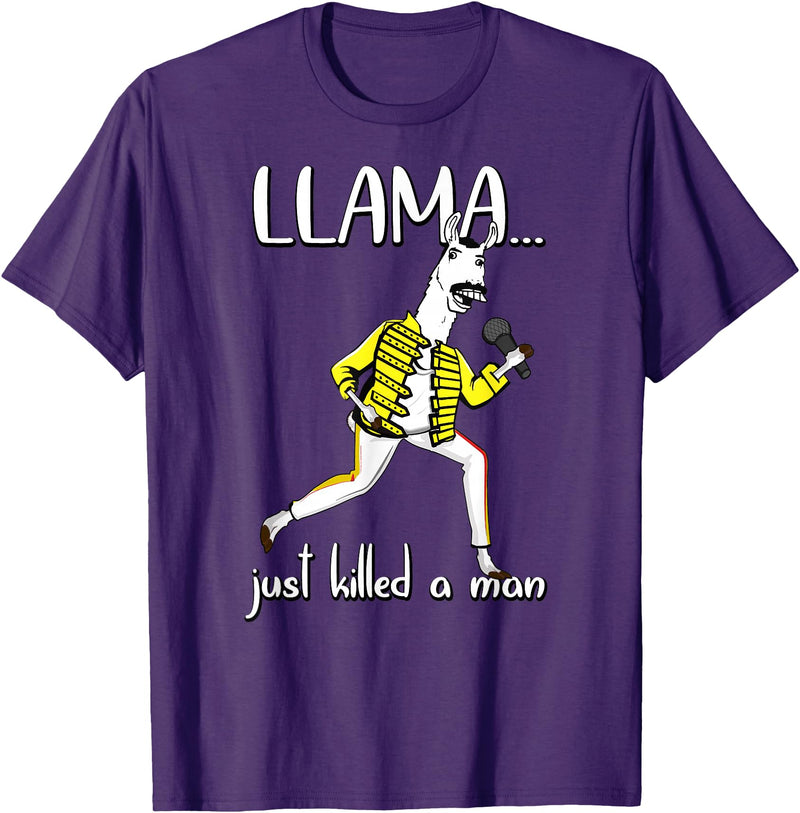 Llama Shirts For The Whole Family Co. Llama Just Killed A Man, Funny Singing llama Parody Gift T-Shirt - Purple