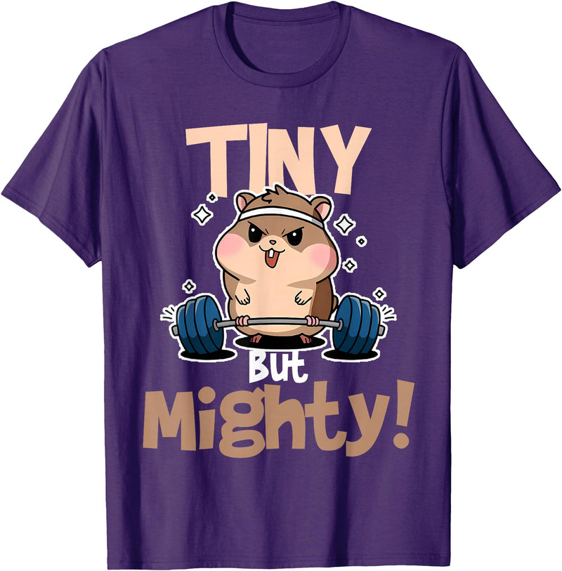 Weightlifting Hamster Tiny but Mighty! T-Shirt - Purple